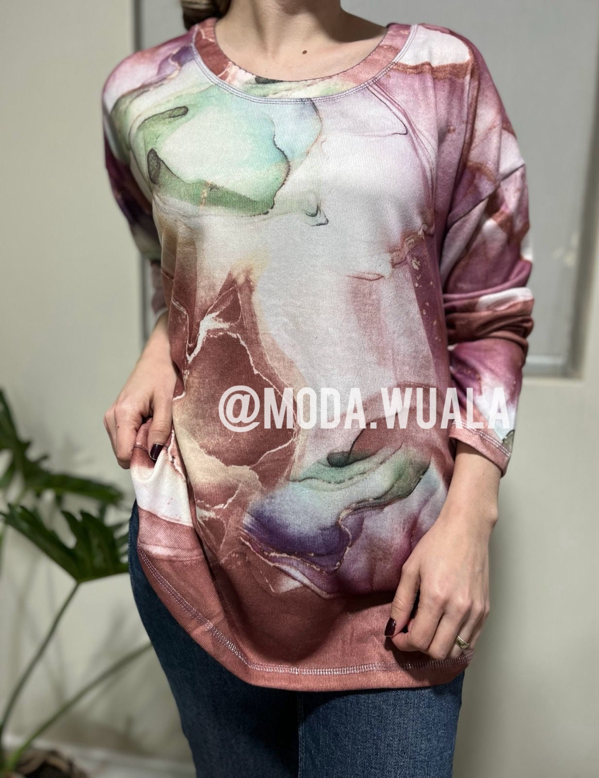 Polera marmol multicolor cafe