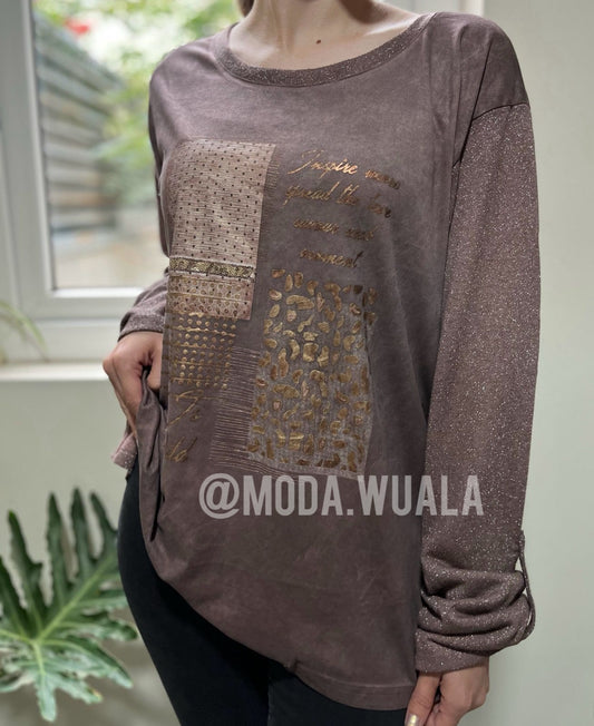 POLERA CON LUREX - CAFE