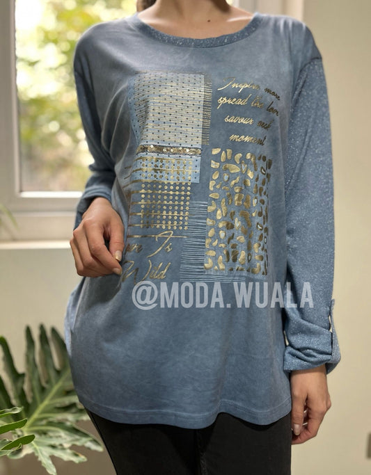 POLERA CON LUREX - AZUL